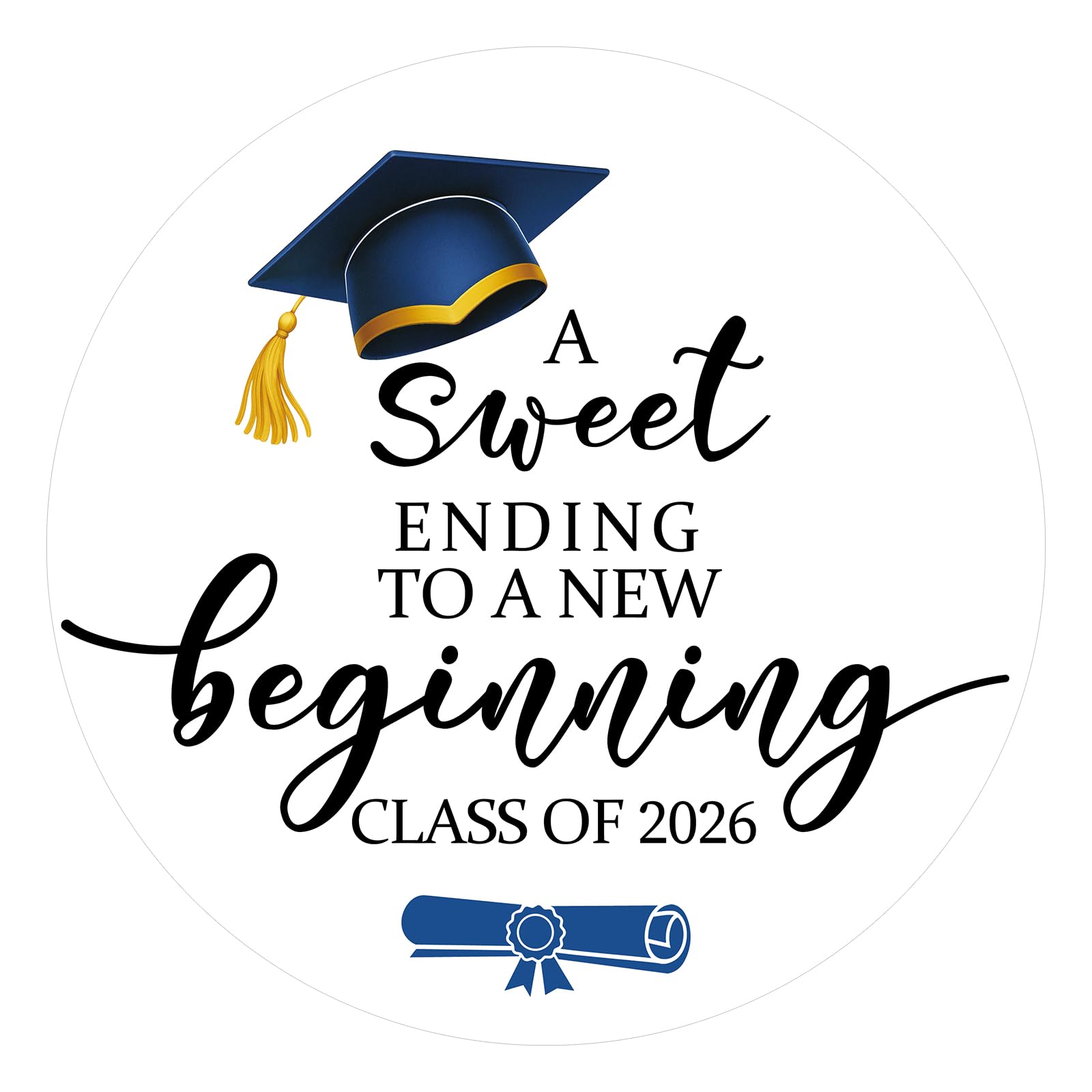 Anwyll Graduation Stickers 2026-120Pcs 1.6'' Class of 2026 Stickers Congrats Graduation Envelope Seal Sticker Self Adhesive A Sweet Ending to A New