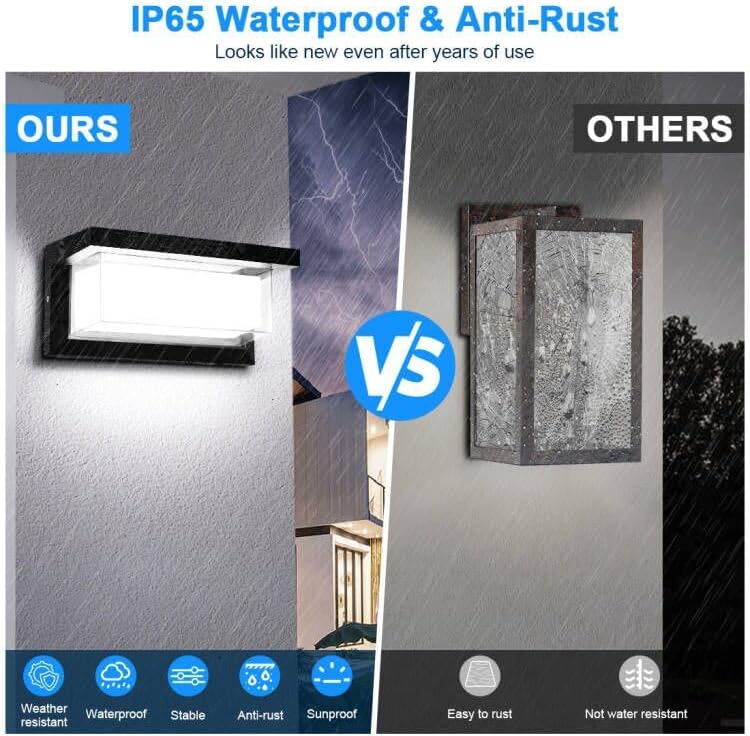 Miniatura 3 de ledmo Lámpara de pared para exteriores con cuentas LED, 1800 lúmenes, lámpara de experiencia moderna para casa, 6000 K, negro mate, iluminación de
