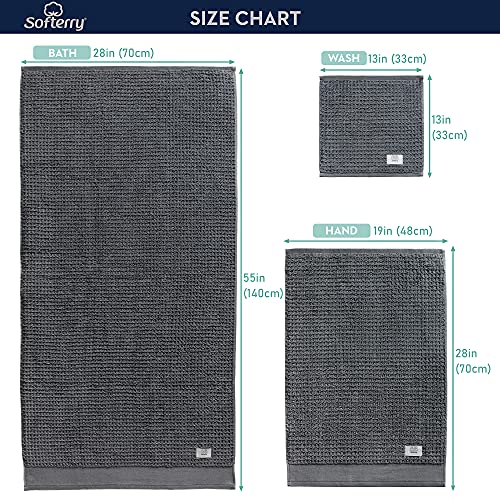 Softerry Waffle Bath Towel Set - 100% Soft Cotton - Plush And Extra Absorbent - Luxury Hotel & Spa Quality - Fade Resistant - Eco-Friendly (Space Gray, Set Of 8) #TOP1
