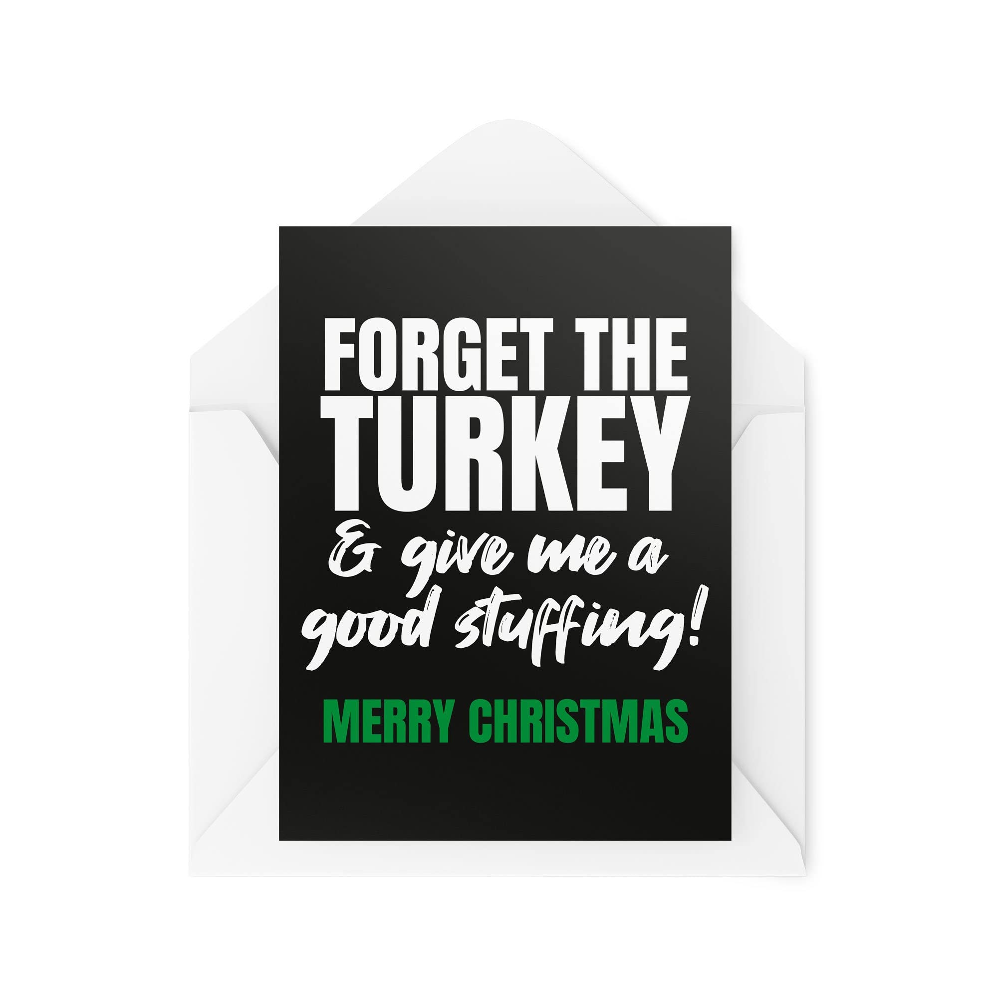 Tongue in Peach Funny Christmas Card - Forget Turkey Give Me A Good Stuffing - Joke Cards for Xmas - Secret Santa Work Greeting Card Banter Novelty - TIP_Card_CBH11 White