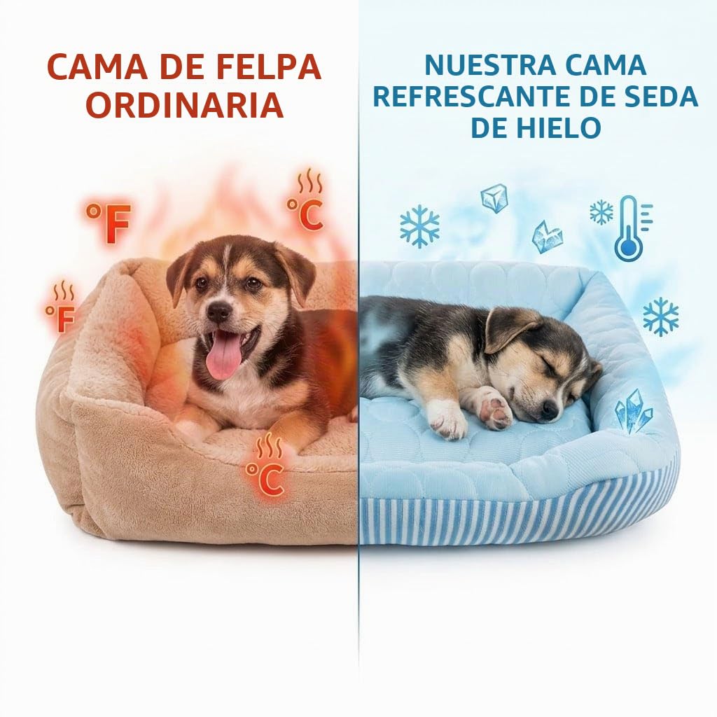 Cama de Refrigeración para Perros Grandes, Medianos y Pequeños, Alfombrilla de Refrigeración para Perros con Tela de Seda Helada Auto-refrigerante, Lavable, Cama de Verano para Mascotas para Interior