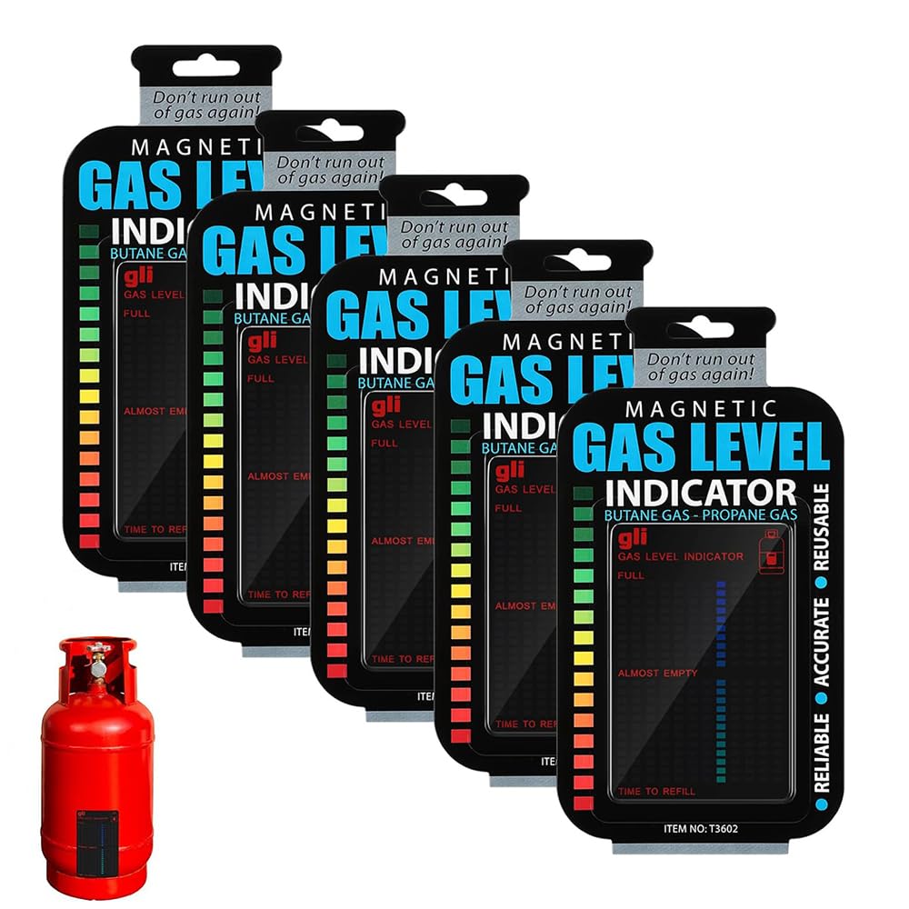 PUCHEN 5 Pieces Magnetic Gas Level Indicator Reusable Propane Fuel Level Indicators Propane Tank Gauge Level Indicator Propane Tank Sensor for Home Kitchen Tool (Black)