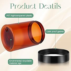 SATINIOR 12 Pack 10 oz Plastic Container Jars with Lids Round Clear Travel Cosmetic Container Slime Jars for Toiletries, Lotion, Cream, Ointments, Makeup, Rhinestone, Samples, Kitchen Storage(Amber)