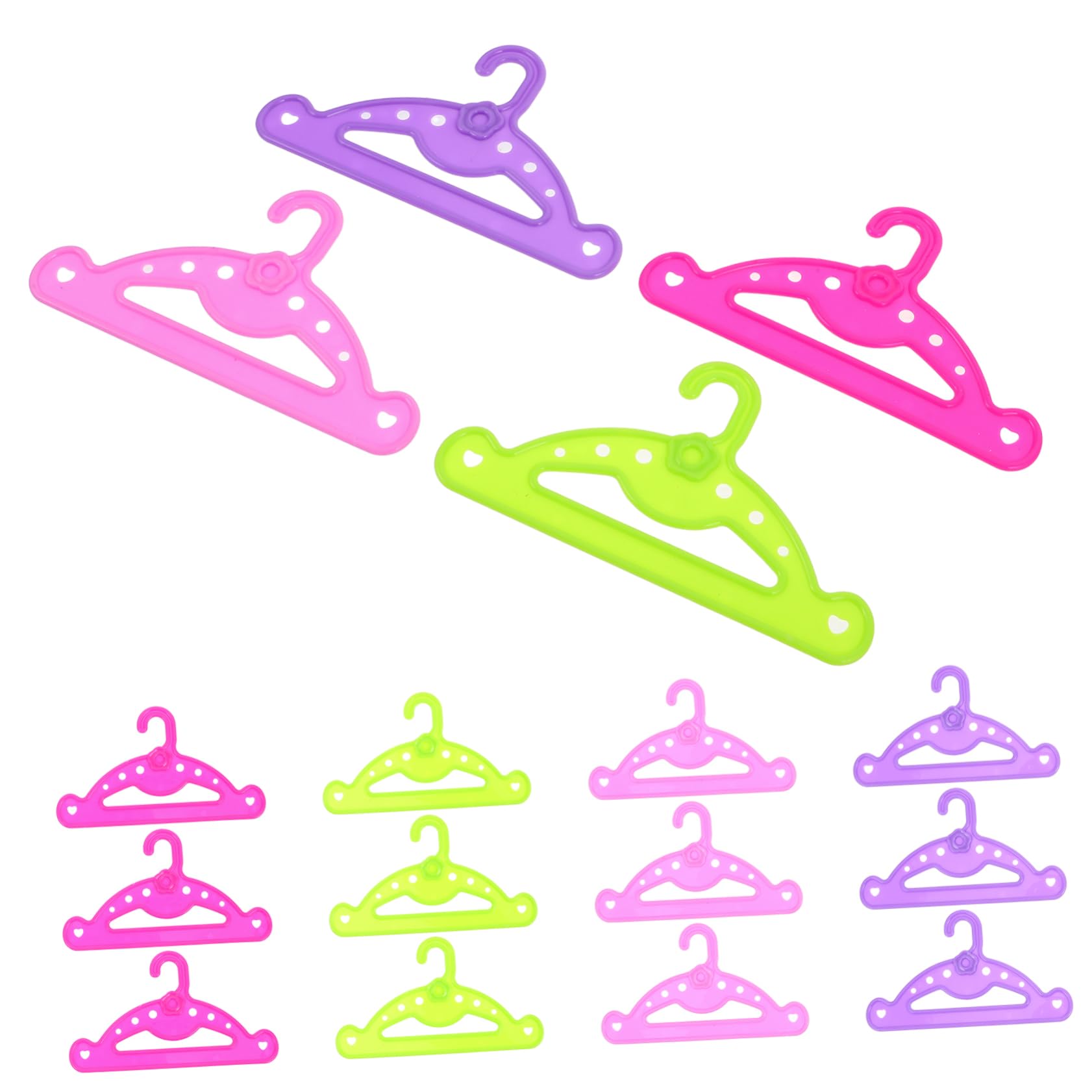 KICHOUSE Mini Doll Accessories 16pcs Doll Clothing Storage Hangers Sturdy Plastic Coat Hangers Doll Closet Hanger