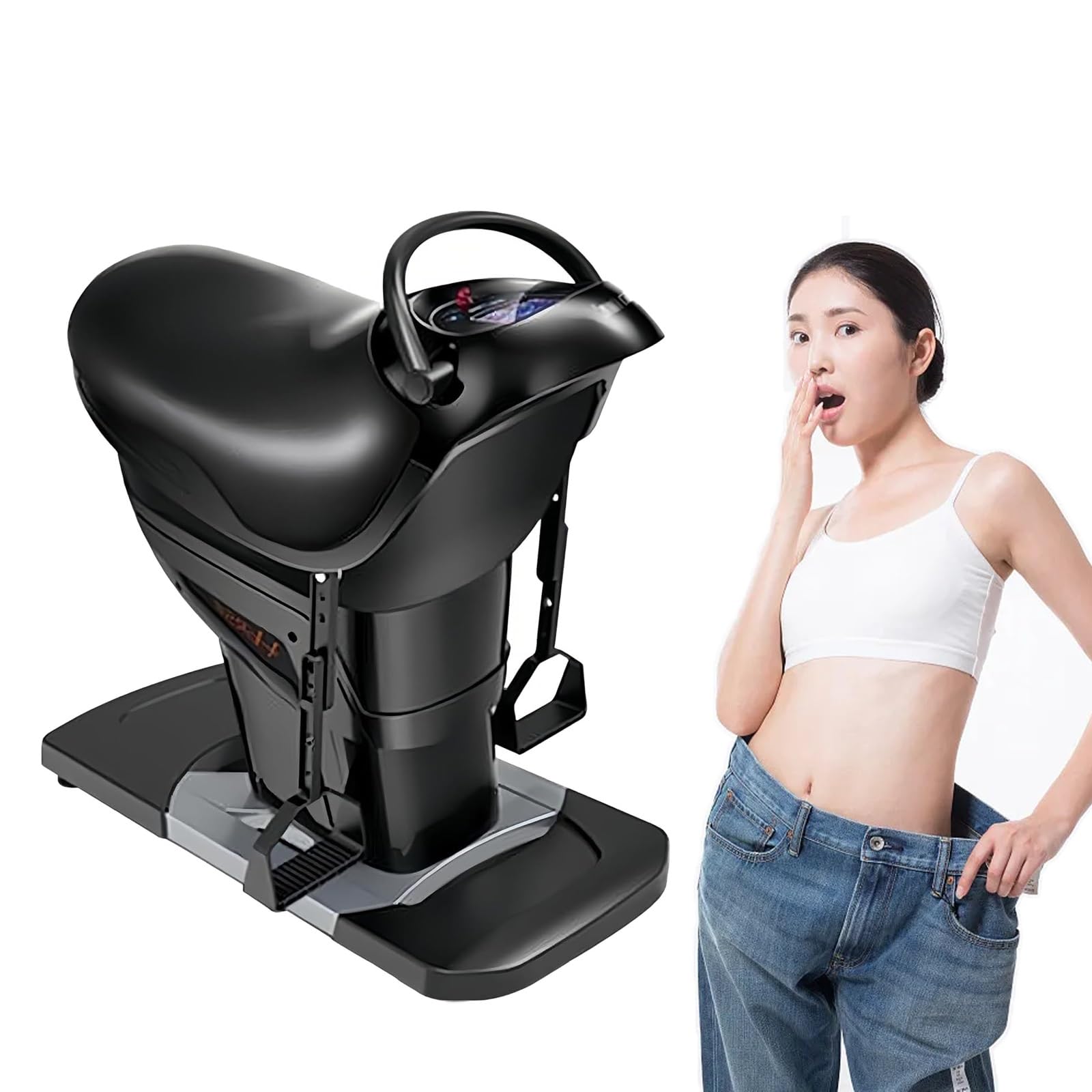 Elektryczna maszyna do jazdy konnej – sprzęt fitness do wnętrz z 20 prędkościami, wyświetlacz LED, nośność 150 kg do treningu podstawowego, nóg, bioder i talii