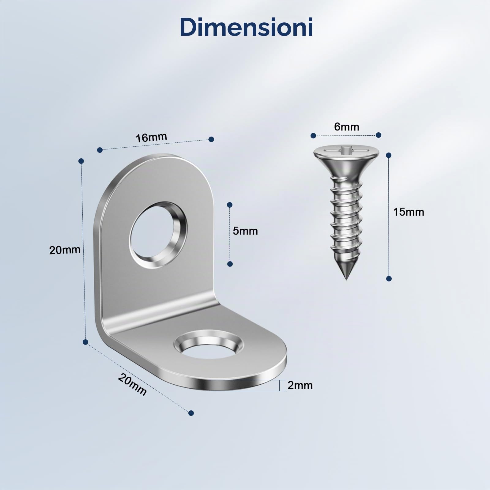 Squadrette Angolari, 30 Pezzi 20 x 20 mm Staffe Angolari inox, Staffe Angolari Per Legno 90 Gradi, Staffe A L per Mobili, Scaffali, Tavoli, Rinforzo Resistente per Mensole e Ripiani Argento