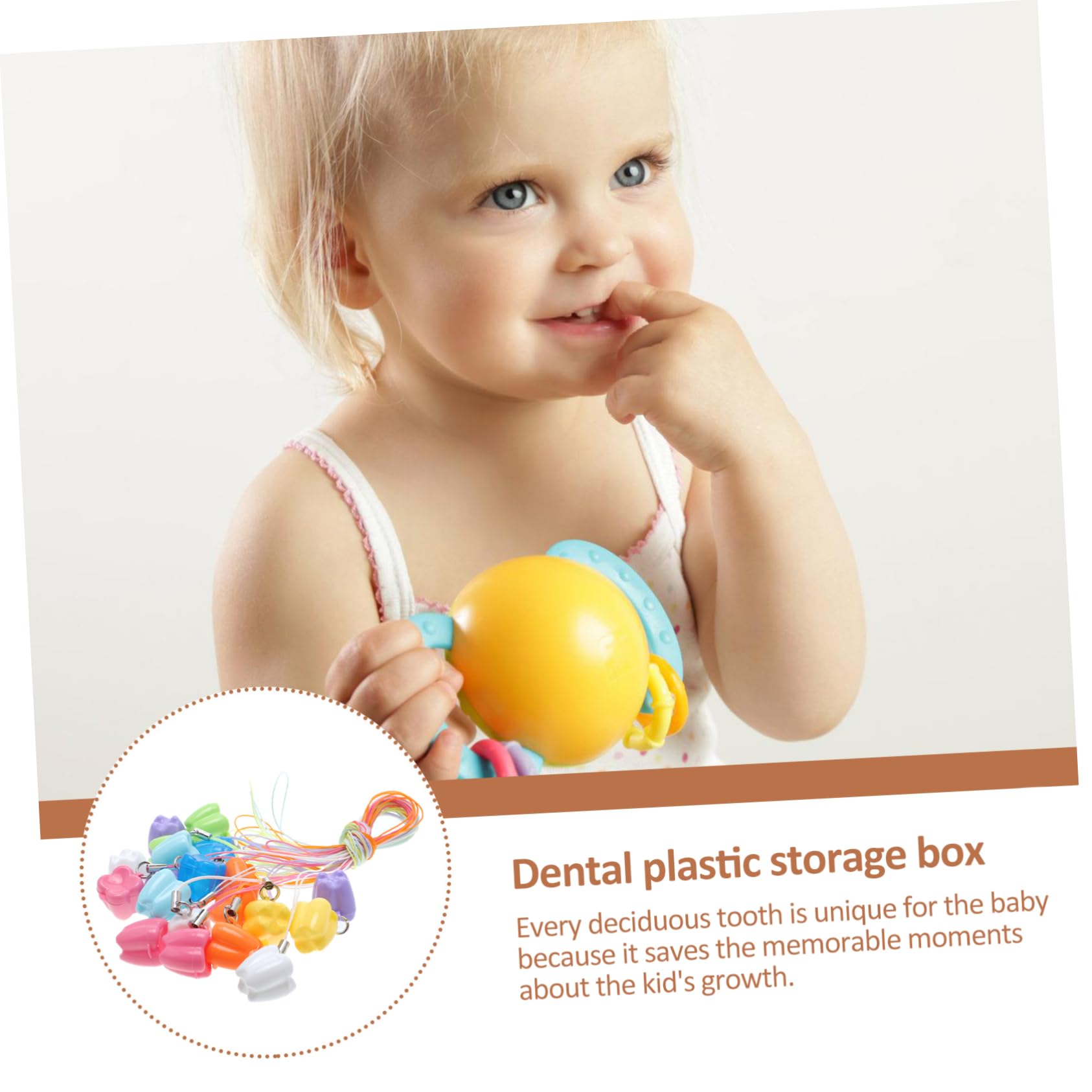 UPKOCH 60piezas Caja De Almacenamiento De Dientes Para Bebés Estuche De Plástico Diseño De Recuerdos De Crecimiento Infantil