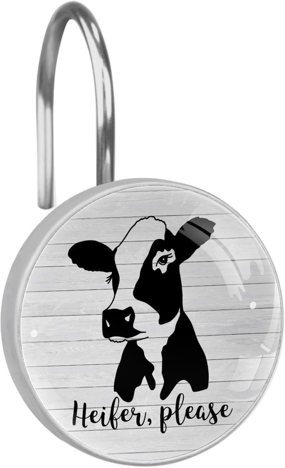 Heifer Please Cow Shower Curtain Hooks Set of 12, Decorative Shower Curtain Rings for Bathroom, Rust Resistant Shower Curtain Hangers Bathroom Decor Accessories