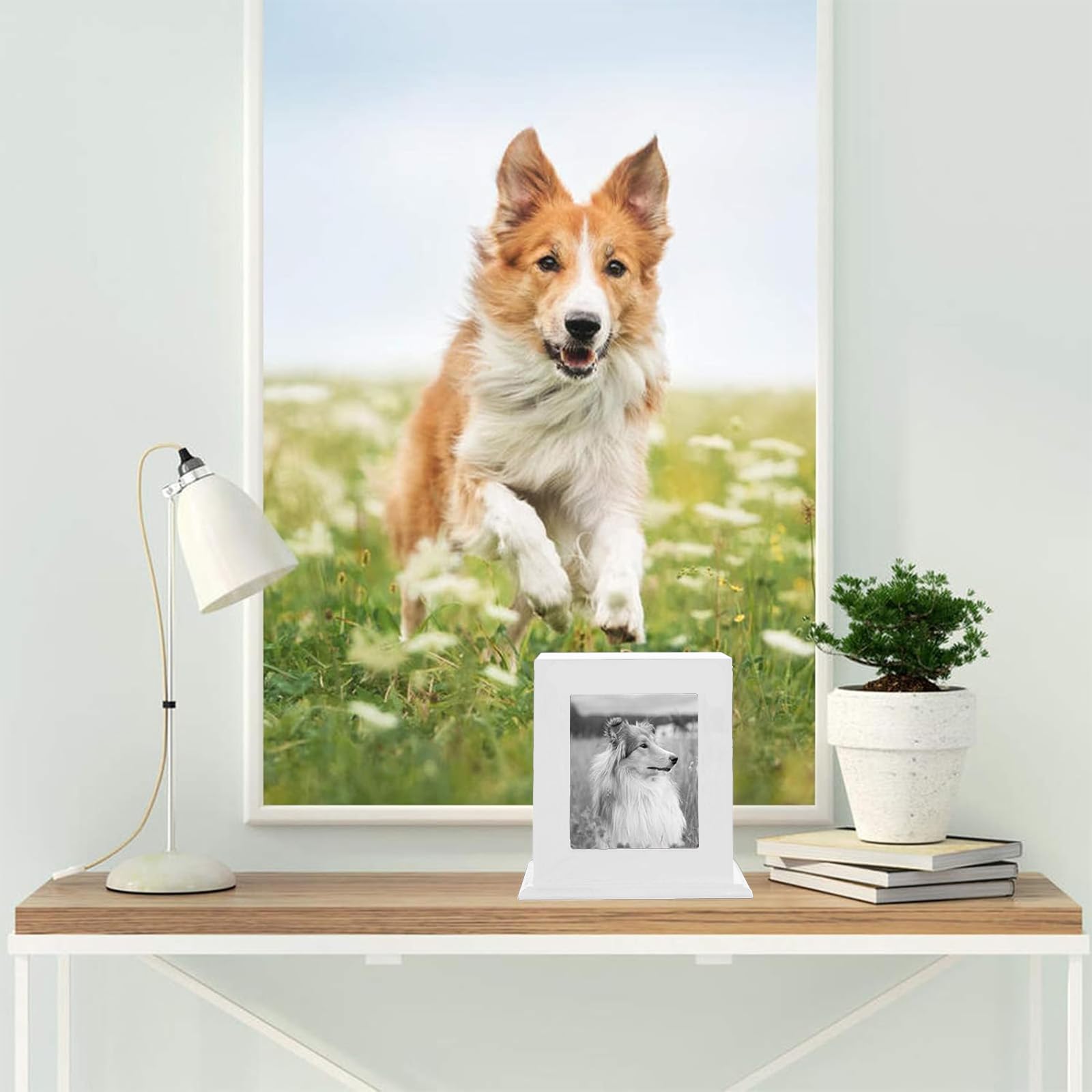 BRKURLEG Urne per Animali Domestici in Legno con Cornice per Foto, Urna per Cani, Urna per Ceneri di Animali Domestici, Scatola per Ceneri di Cani e Gatti, Adatta per la Maggior Parte degli Animali