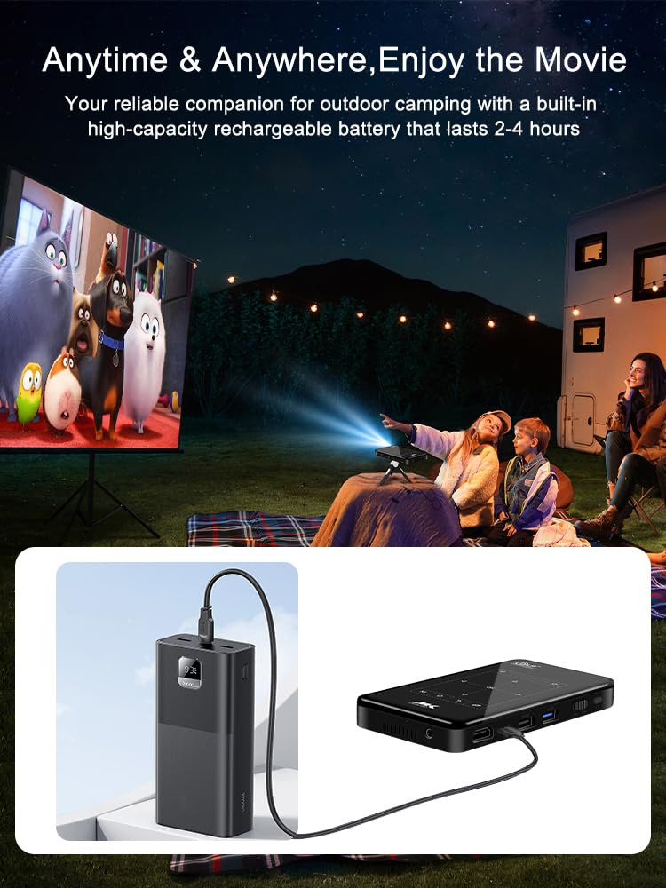 OBA Proiettore DLP Tascabile P09-II, 4K Ultra HD, Android 9.0, Amlogic T972, WiFi Dual Band 2.4G/5G, Batteria 4000mAh, Correzione Trapezoidale, Touch Panel