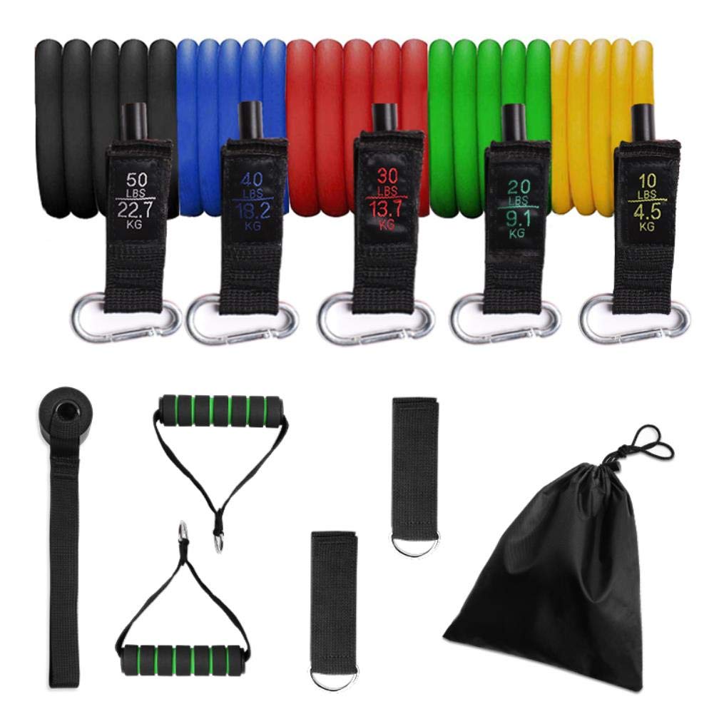 Fasce di Resistenza 11Pcs / Set Fitness Resistence Tubo Banda Yoga Palestra Stretch Pull Corda Esercizio Formazione Formazione Porta Ancora D'Ancore con Manico