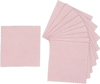 MIOBER シルバー磨き 磨き布 金属磨きクロス シルバークリーナー やすり 磨き アクセサリー ジュエリー 汚れ落とし シルバーお手入れ 弦楽器拭き 10枚セット (ピンク)