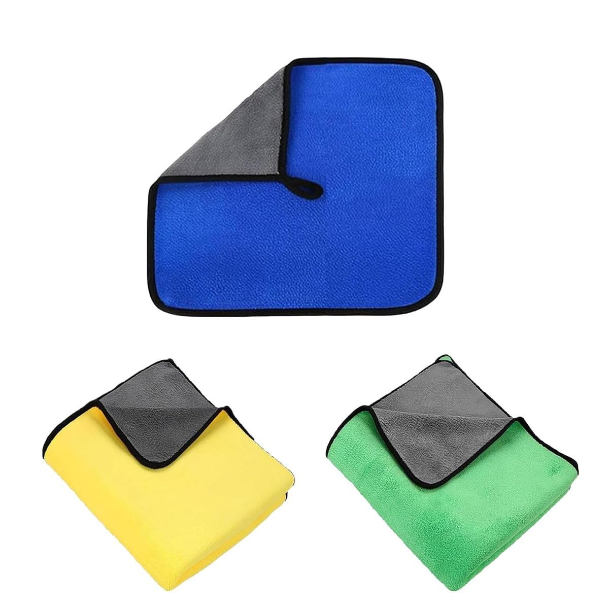 ShadowKart Microfiber Cleaning Cloths Pack of 3 – 30x40 cm Multi Color, 500 GSM | Ultra Soft Double Sided,Reusable, Machine Washable, Ultra Absorbent Towels for Car Wash, Glass, Kitchen & Home-image-37