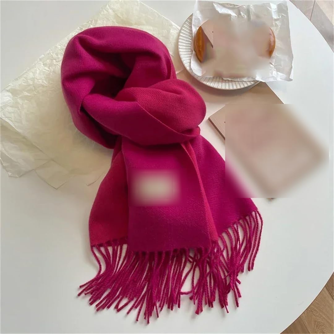 Bufanda cálida de cachemira de invierno para mujer, color sólido, doble cara, pañuelo, envolturas de punto