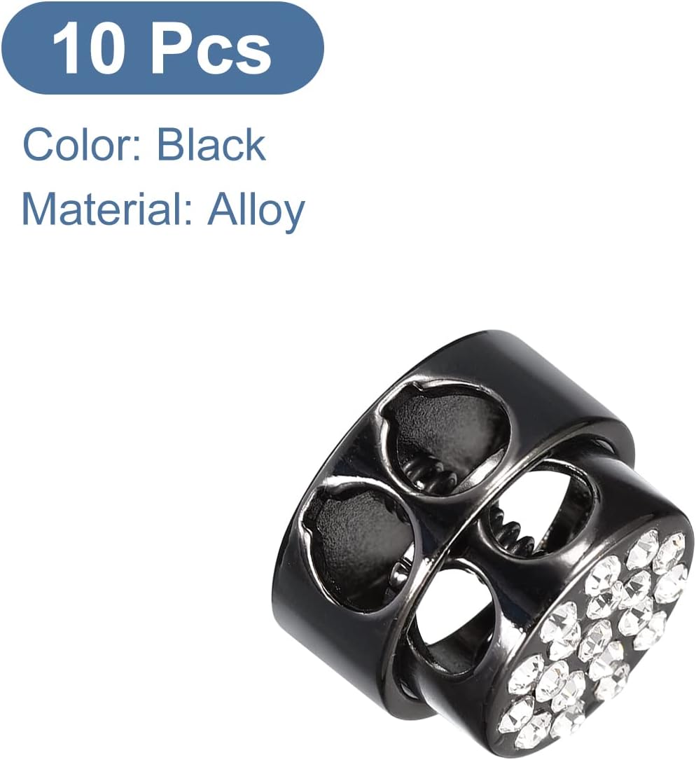 uxcell 10pcs Metal Cord Locks, 4mm Double Hole Spring Stopper Fastener Slider Toggles End for Drawstrings Bags Backpack Clothing Lanyard, Black - Image 3