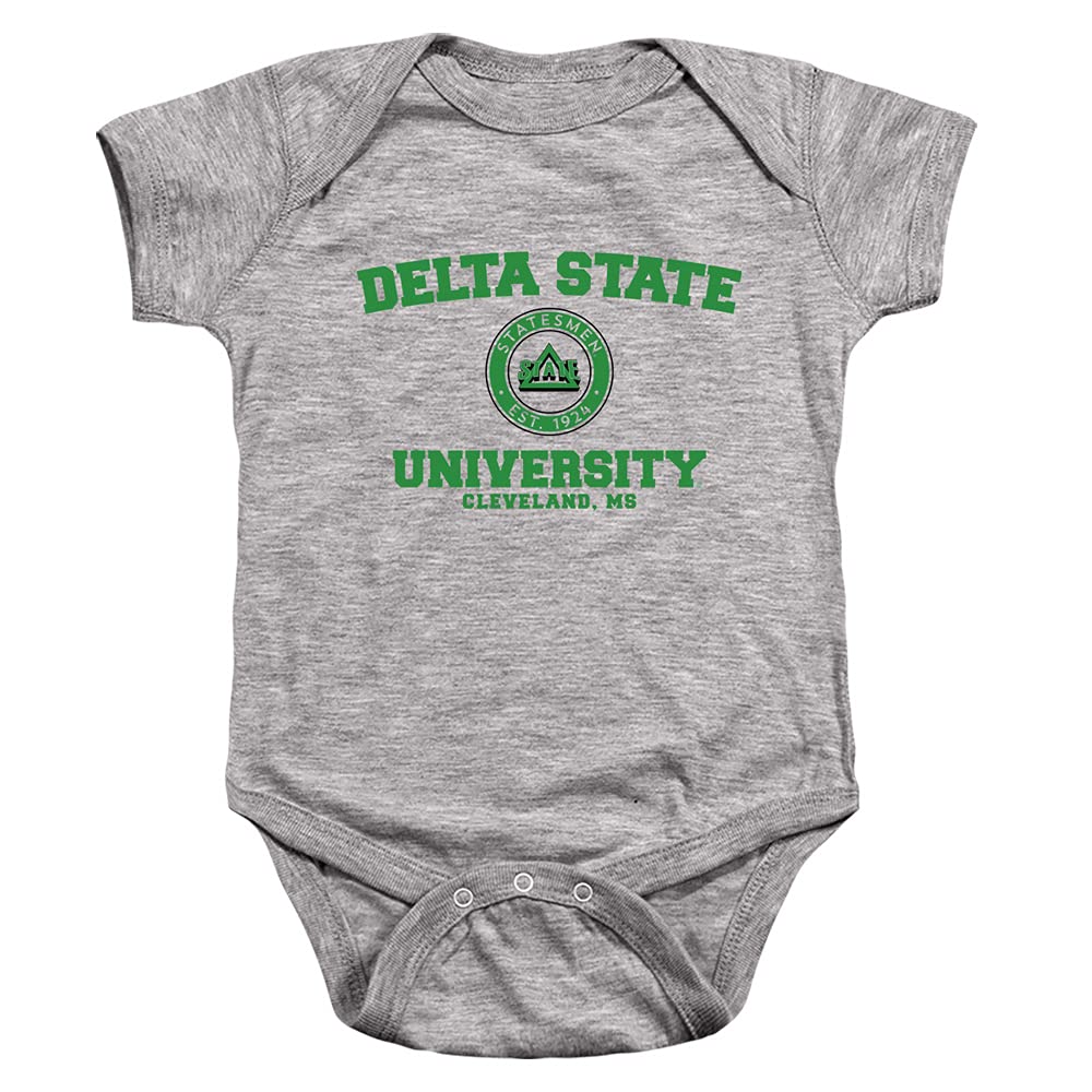 Delta State University Official Circle Logo Unisex Infant Snap Suit for Baby,Athletic Heather, 12 Months
