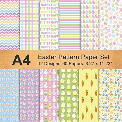 Papier origami de Pâques A4 double face 12 motifs lapin pour scrapbooking DIY