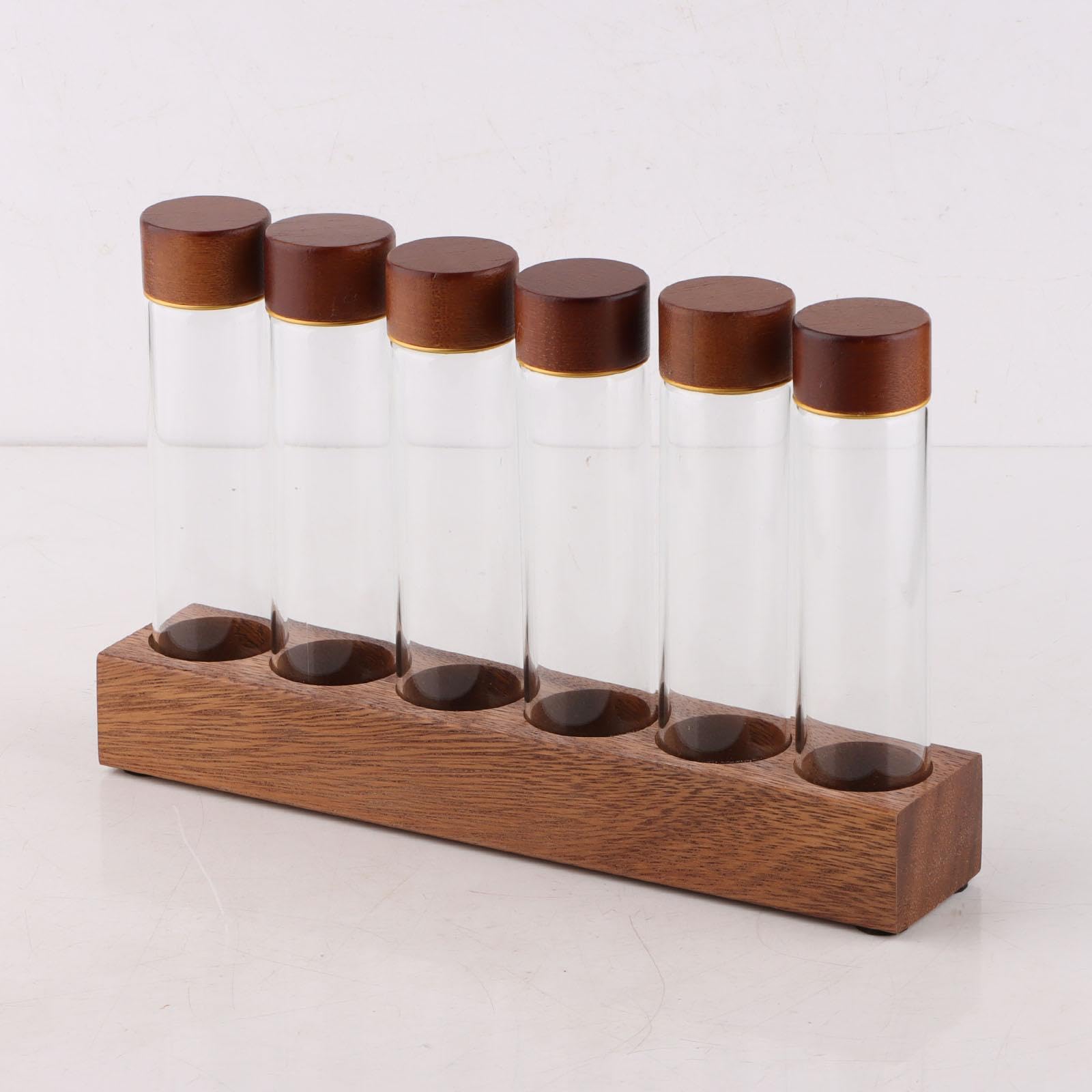 Reagenzglas für Kaffeebohnen, Aufbewahrungsröhrchen für Kaffeebohnen mit Deckel, Küchenbehälter für Kaffee mit Ablage für, 6 Löcher