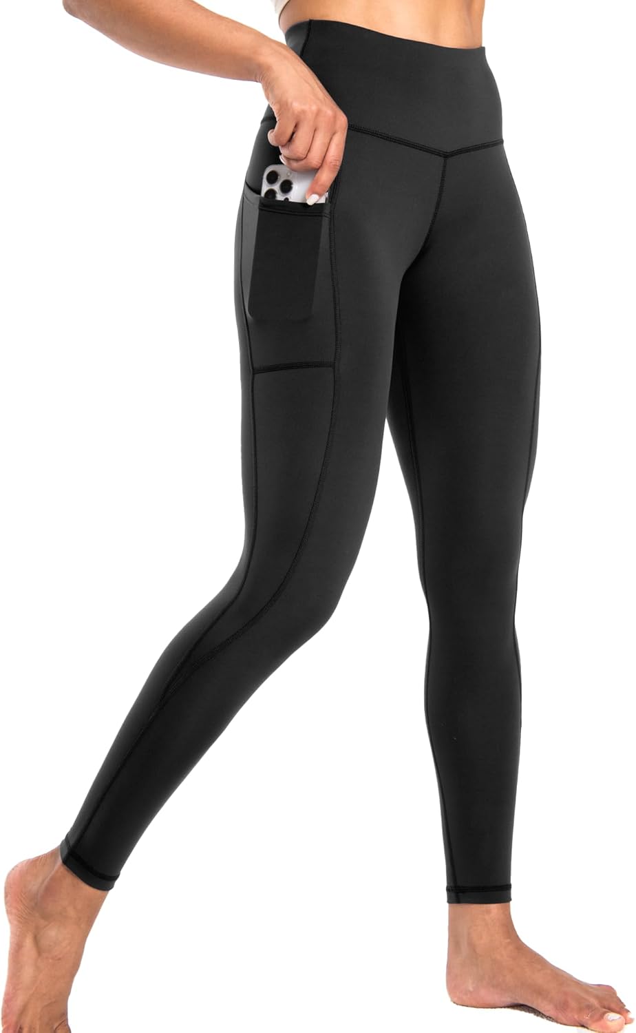 Leggings for Women, High Waisted Yoga Pants with Deep Side Pockets, Non-See-Through Workout Leggings, Full Length