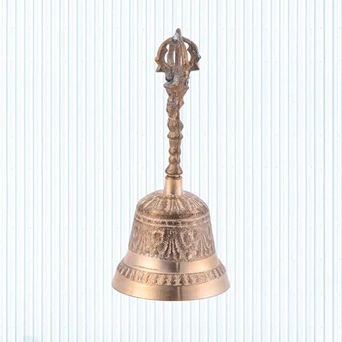 Miniatura 9 de EXCEART Campana de mano de metal de Navidad, decoración retro, campana de mano antigua, campanas de latón, campanas de llamada de Navidad, campana