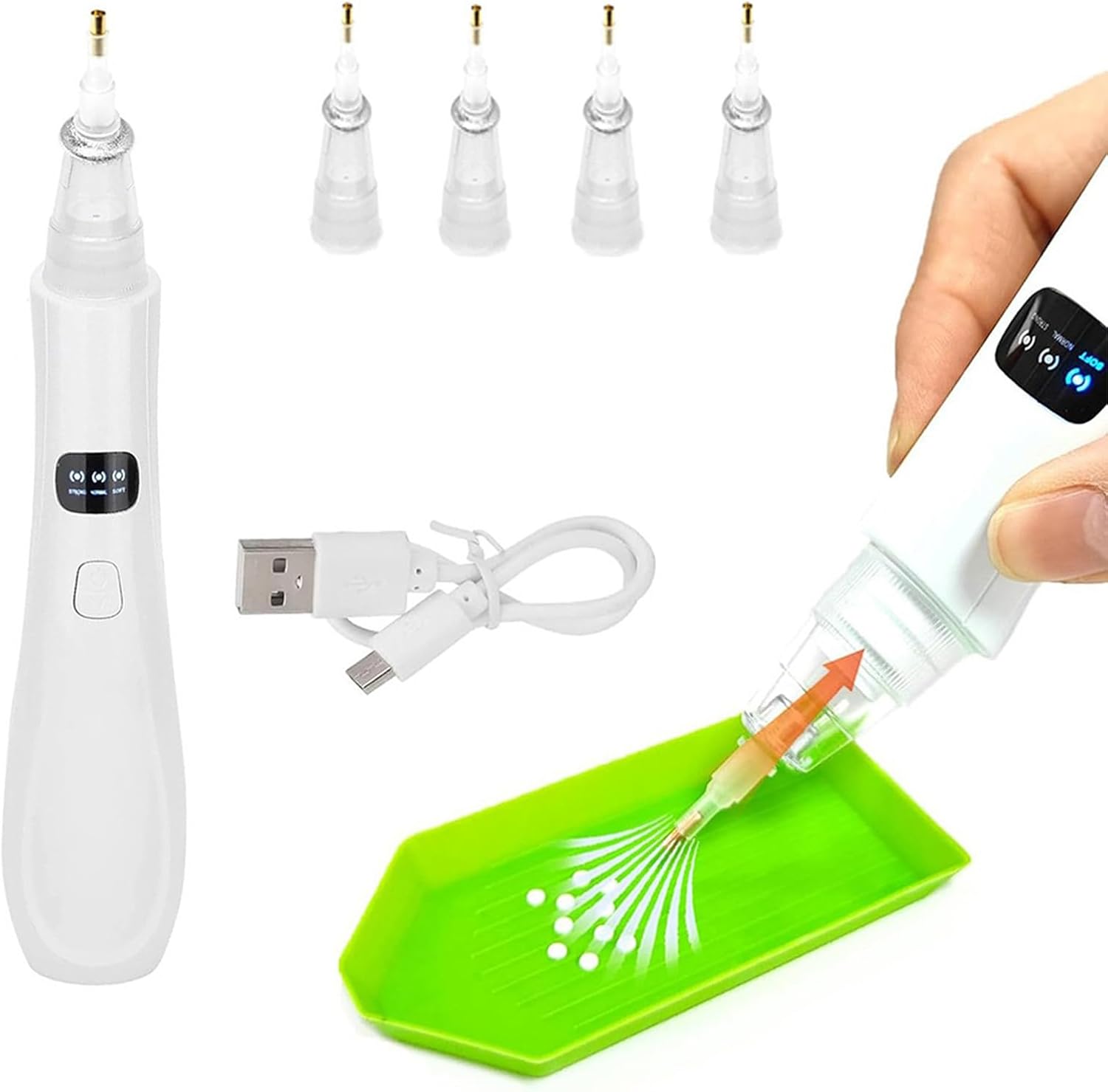 宝石アートツール、ネイルアートペインティングセット - 電動アプリケーターピッカー3 調整可能な吸引モード交換用チップ クラフトデコ