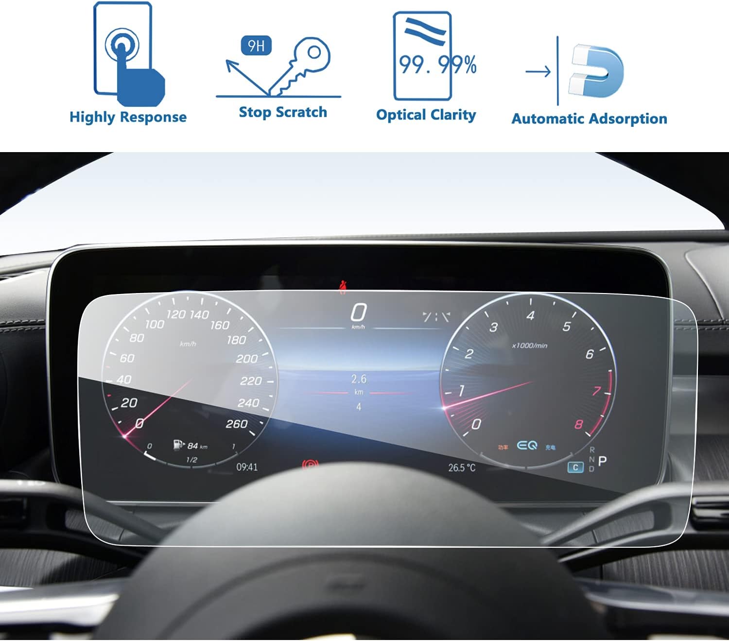 LFOTPP Digital Gauge Cluster Screen Protector for 2021 2022 B enz C Class W206 2022 C300 Glass Navigation 9H Hardness Digital Instrument Cluster Car Dashboard Panel Info Display (12.3 Inch Dash)