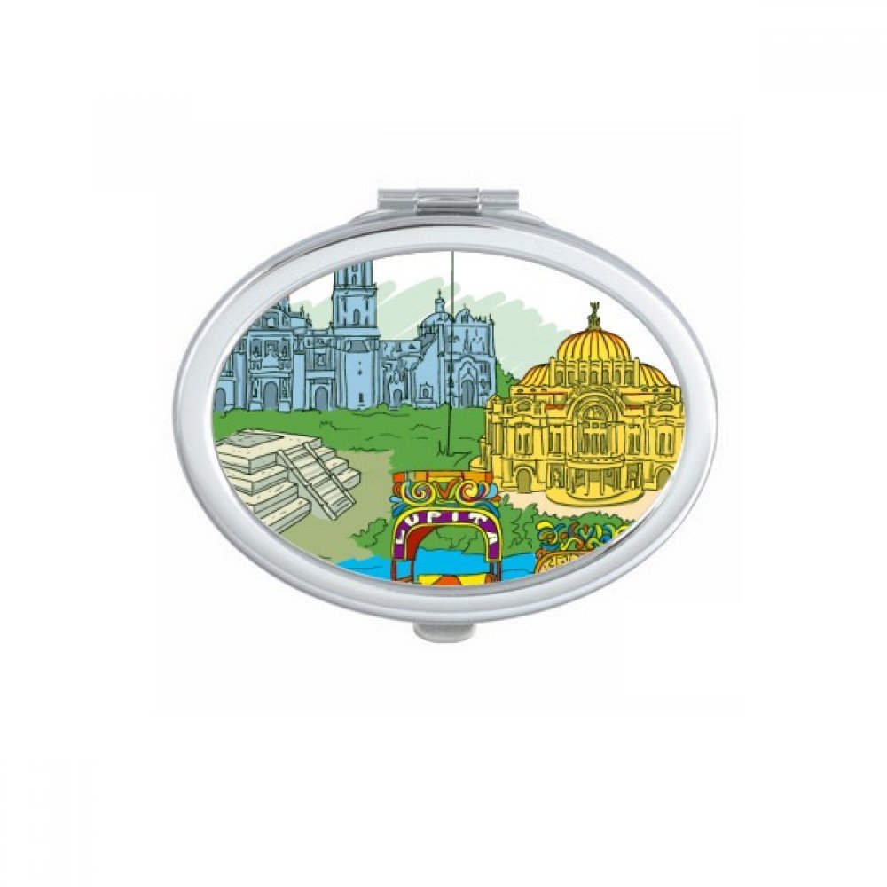 Miroir de poche Mexique ovale pour un maquillage précis en déplacement