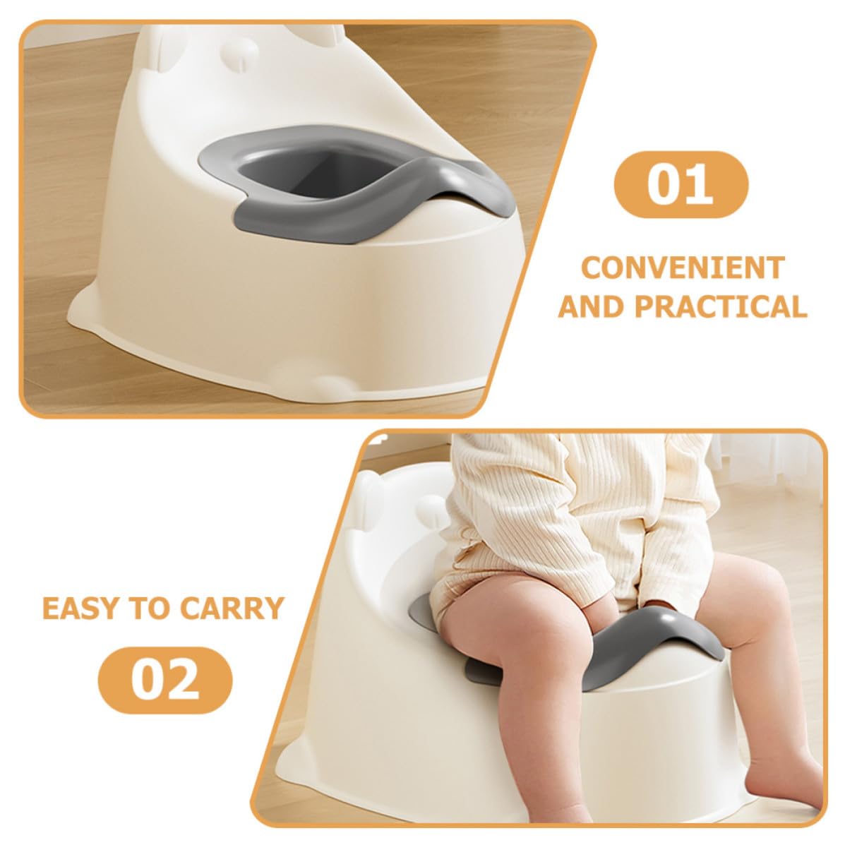 Orinal de Entrenamiento Portátil para Pequeños, Plástico Plata
