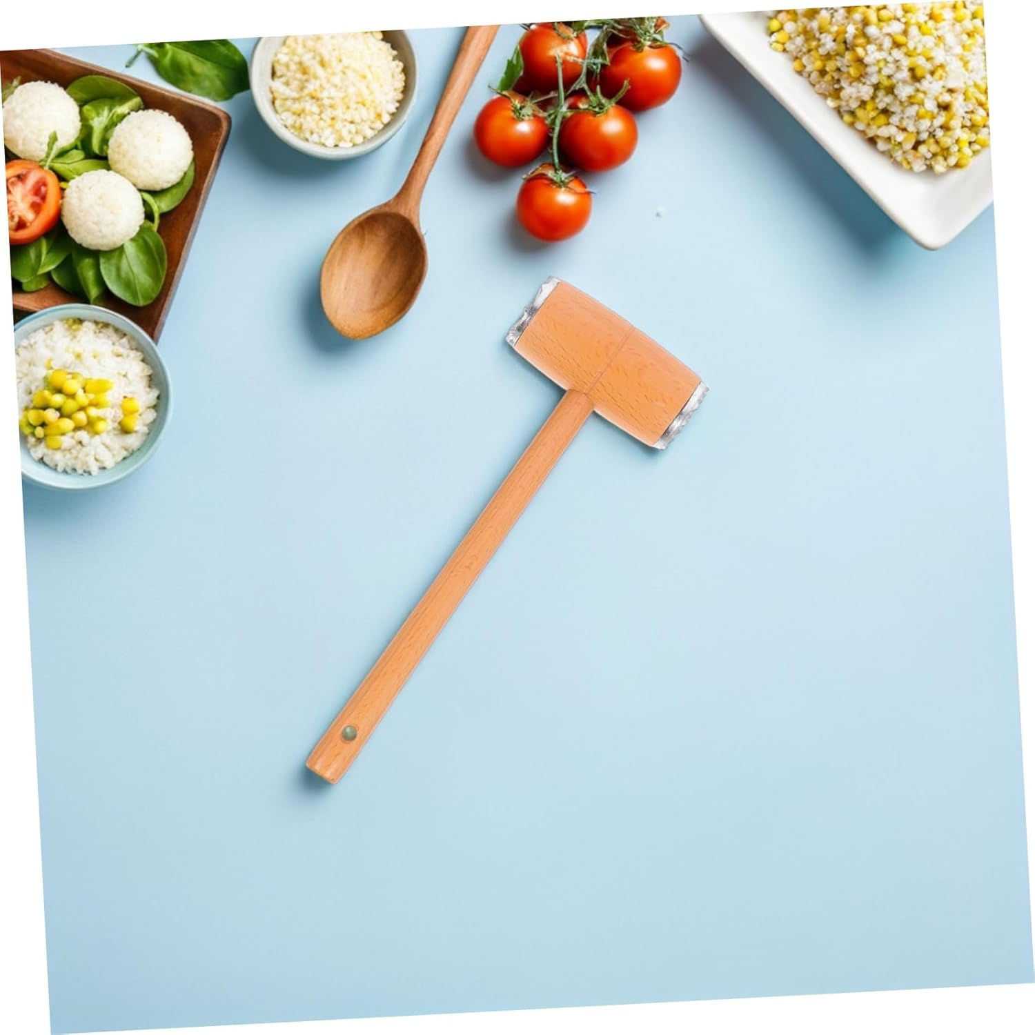 Angoily 2pcs Meat Tenderizer Mallet Solid Beech Wood Dual-sided Kitchen Hammer Pounder for Steak Chicken Beef Pork Efficient Tenderizing Cooking Tool with Comfortable Grip