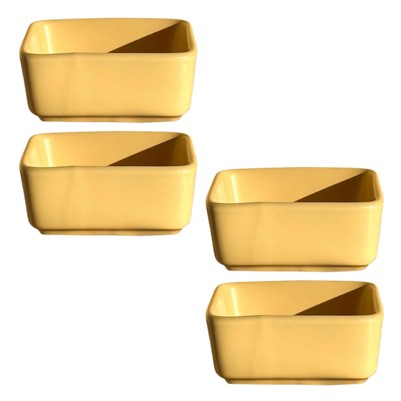 Dxcaicc Pastell Quadrat 4 Stück Keramik-Dippingschalen Set Aus 4 Kleinen Servierschalen in Weicher Matter Farbe, in Mehreren Farben Erhältlich Für Sojasauce, Dessert,Creamy Yellow