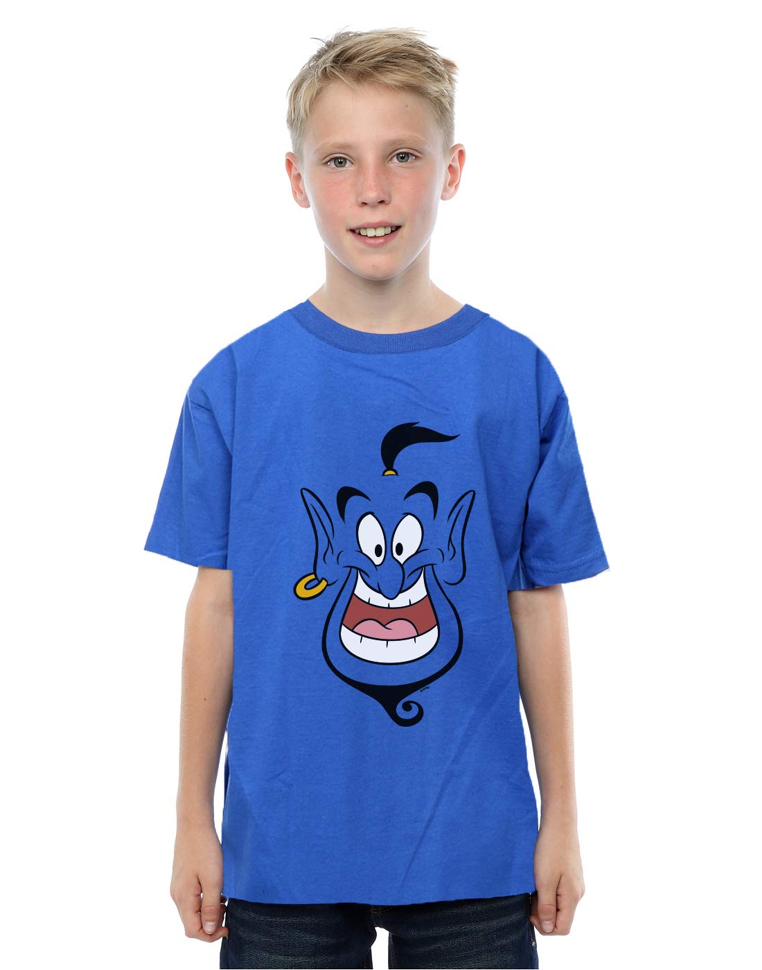 Absolute Cult Boys Royal Blue Disney Aladdin Genie Face T-Shirt Size 5-6 Years