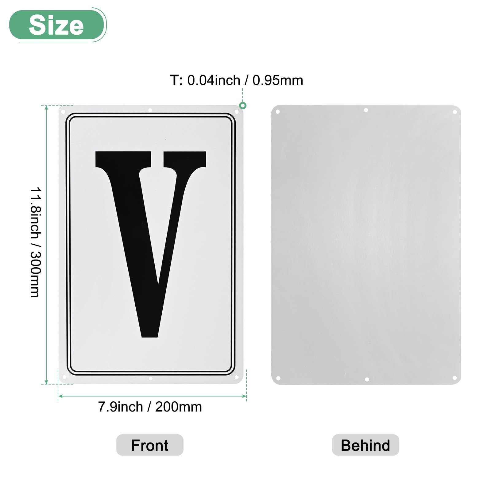 M METERXITY Aluminum Letter Sign V, 11.8 Inch House Numbers and Metal Letters, Parking Spot Letter Signs - Image 3