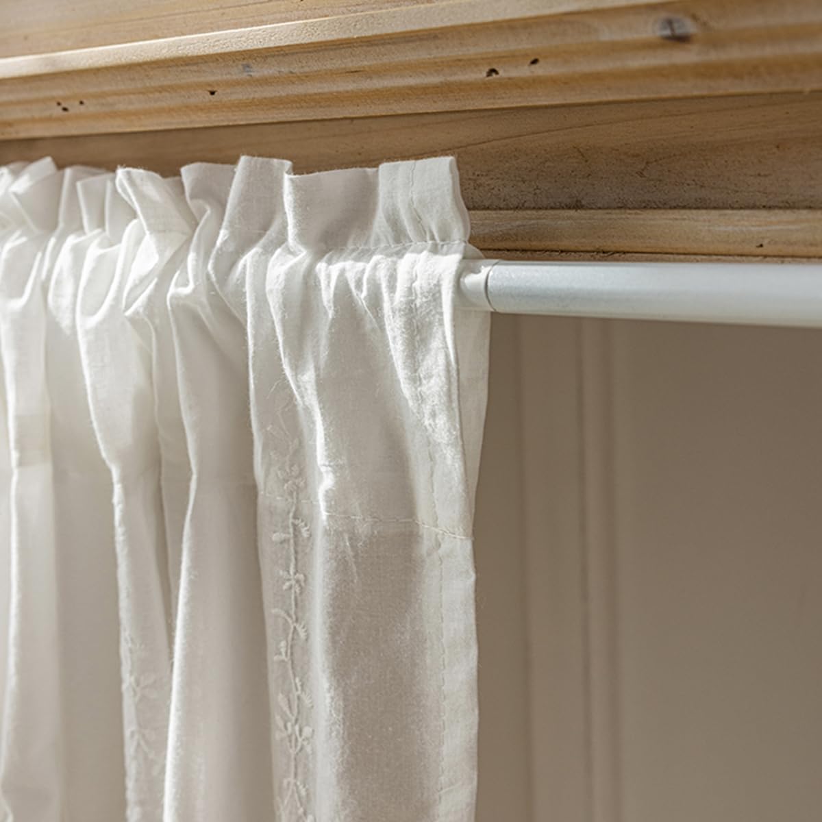 Brise-bise en Dentelle Blanche Style Campagne – Rideau Court pour Cuisine, Salle de Bain ou Salon,150cmWx40cmH