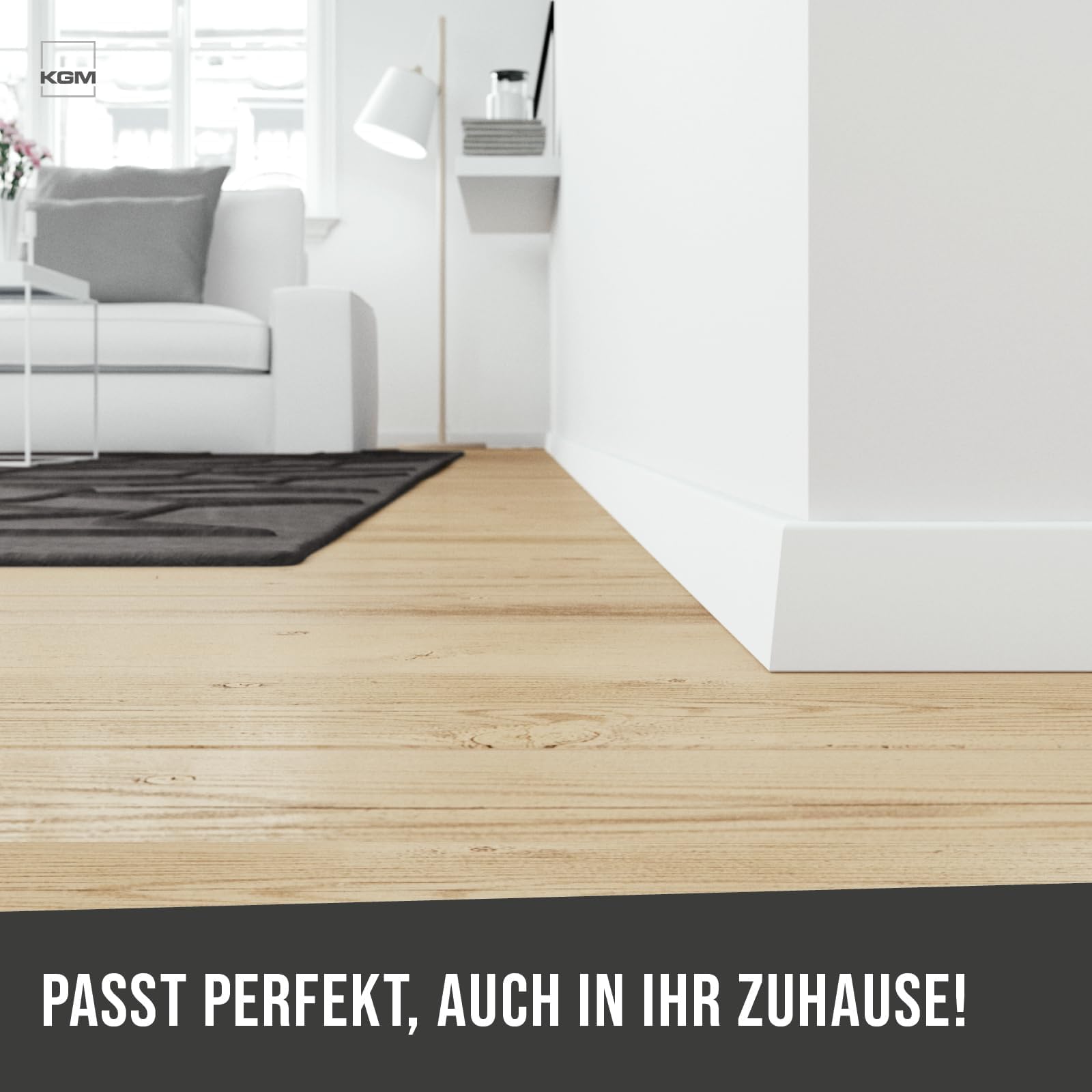 KGM MDF Sockelleiste MEGA - Weiß foliert - 2400 x 18 x 78 mm - 40 Stk.