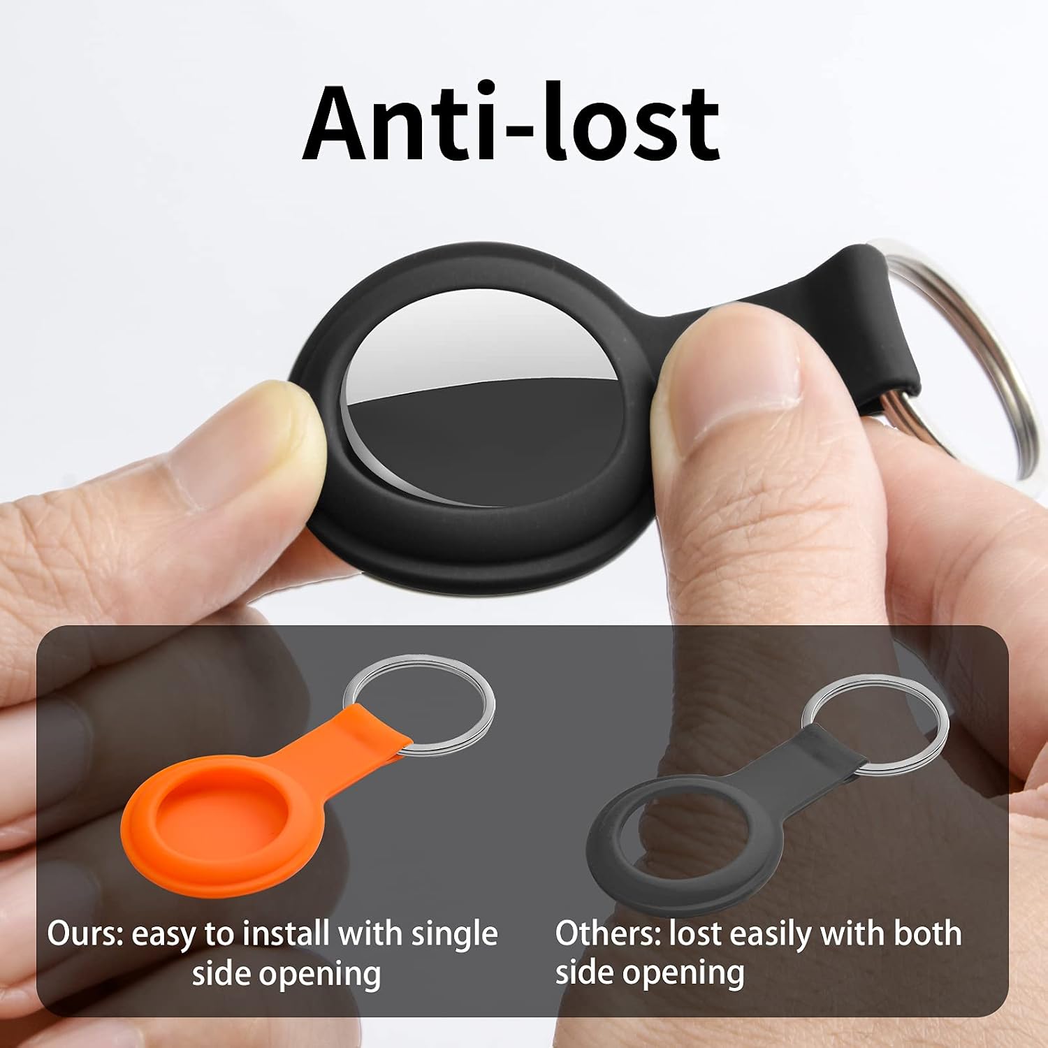 airtag keychain case airtags holder protective airtag loop silicone anti lost cover for apple airtags case portable finder with key ring 2 pack