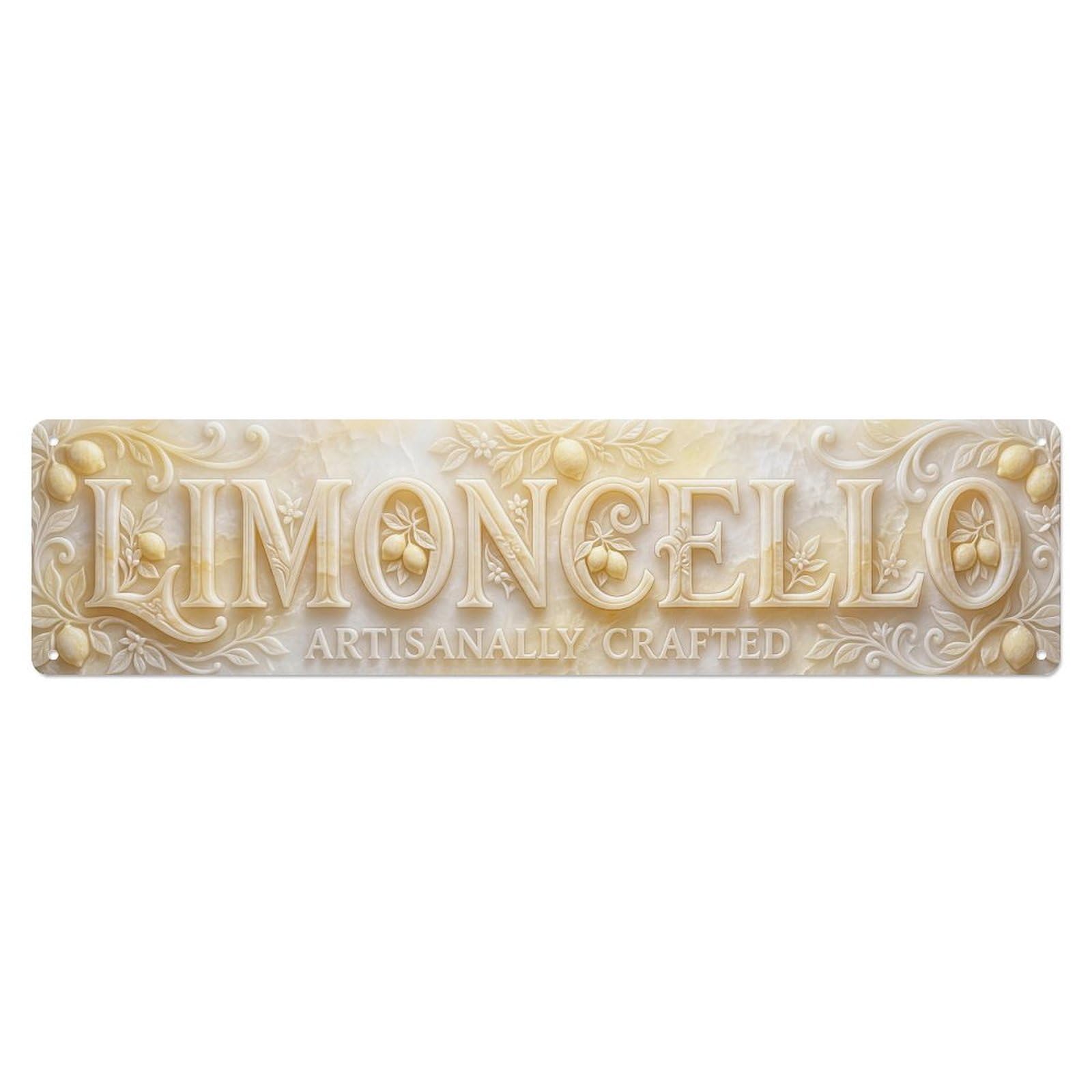 Vintage Limoncello Carved Alabaster Lemon Metal Tin Sign Plaque Wall Decor for Cafe, Club, Garden Metal Poster 4x16Inch