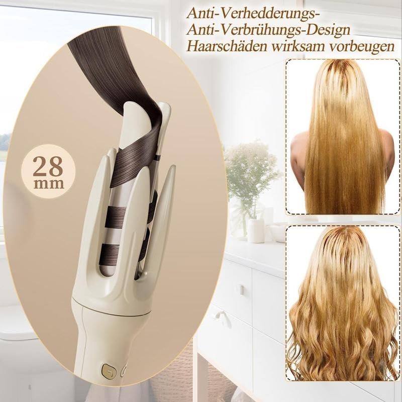 Electric Heated 28mm Hair Curler, 4 Heat Levels Hair Curling Iron, Professional Long-Lasting Electric Big Wave Hair Styling Tool for Beach Waves, Blitz Curler, Hair Styling Tools (Purple)