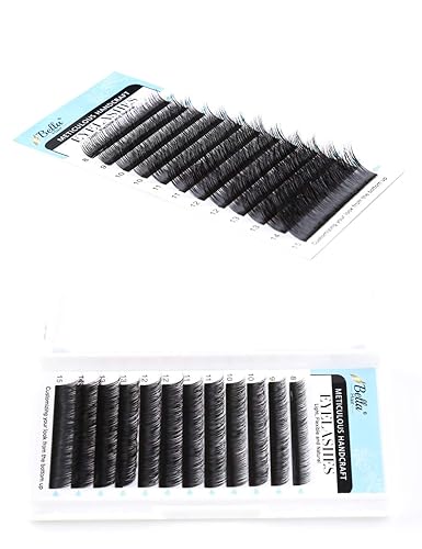 Bella Hair - Extensiones de pestañas de visón real BCDJ Curl Uso profesional de salón Grosor 0006in volumen individual pestañas longitud