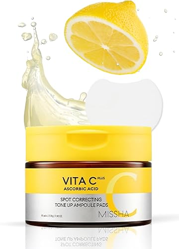 Miniatura 1 de MISSHA Vita C Tone Up - Almohadillas de tóner en ampollas (80 almohadillas), almohadillas exfoliantes, almohadillas de tratamiento de manchas con