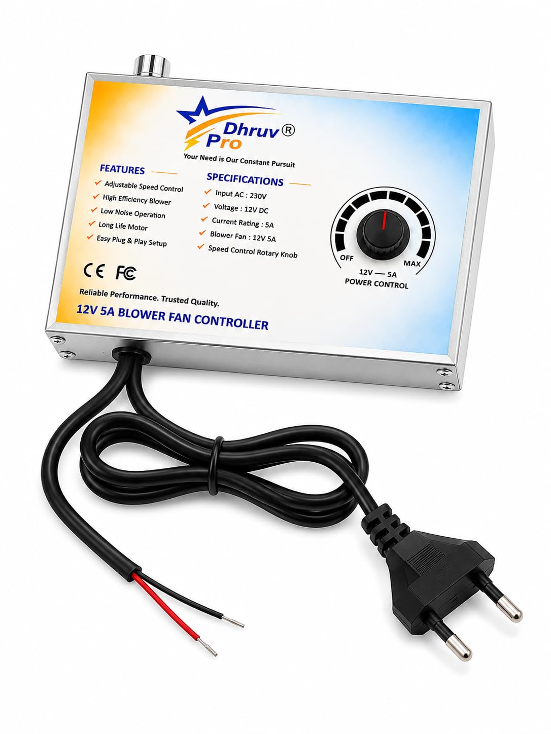 DHRUVPRO Metal Body AC-DC Adapter 3-12V 5A Motor Speed Controller with Adjustable Power US Plug-image-30