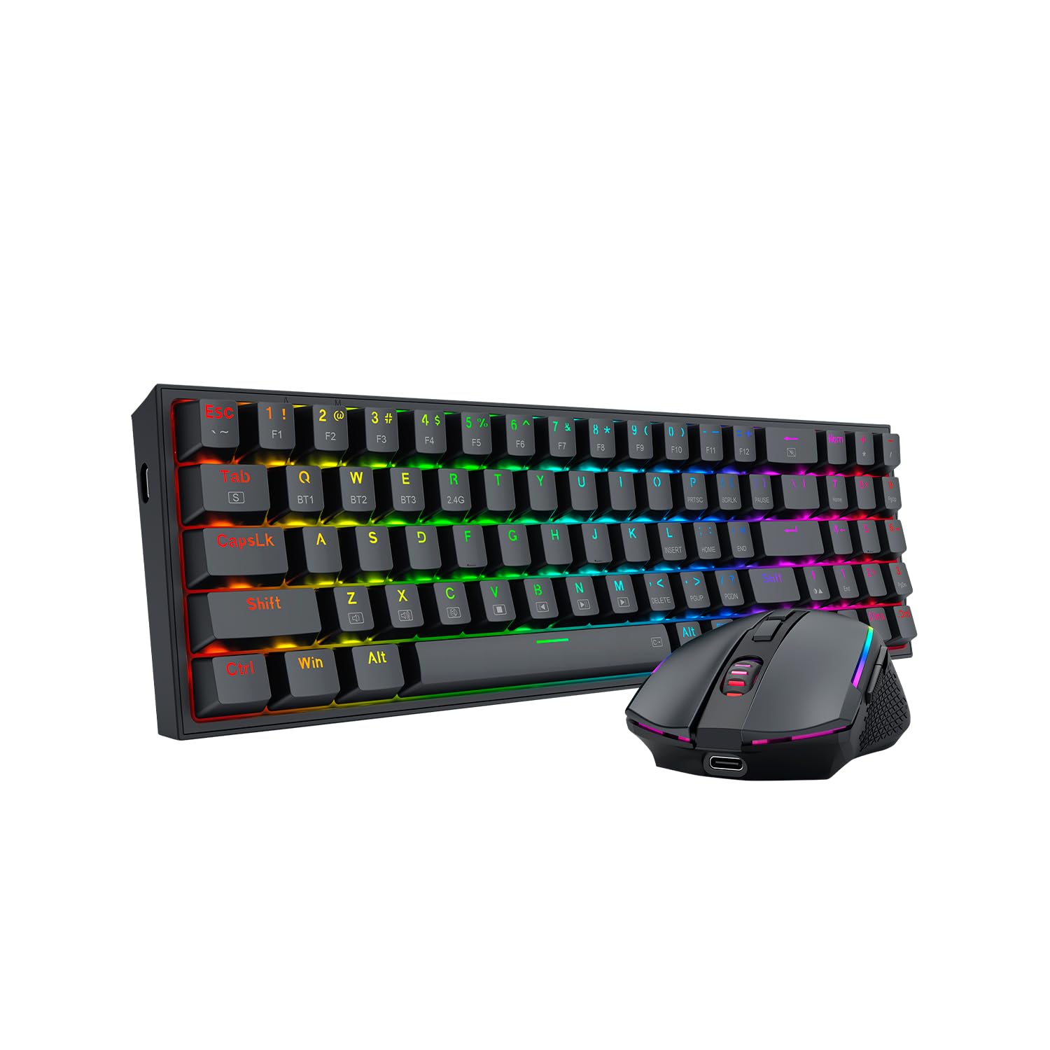 Redragon BS136 Gaming-Tastatur- und -Maus-Kombination, 75% K628 Tri-Mode-kabellose mechanische RGB-Tastatur und 8000-DPI-Maus-Paket