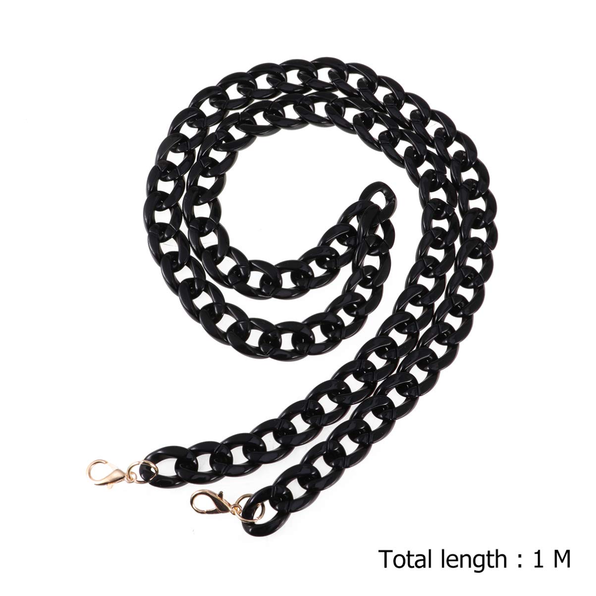 Sangle de Chaîne de à Main Bandoulière de Remplacement avec Fermoir à Crochets Pivotants pour à Main de à Main Bricolage Faisant Artisanat Noir