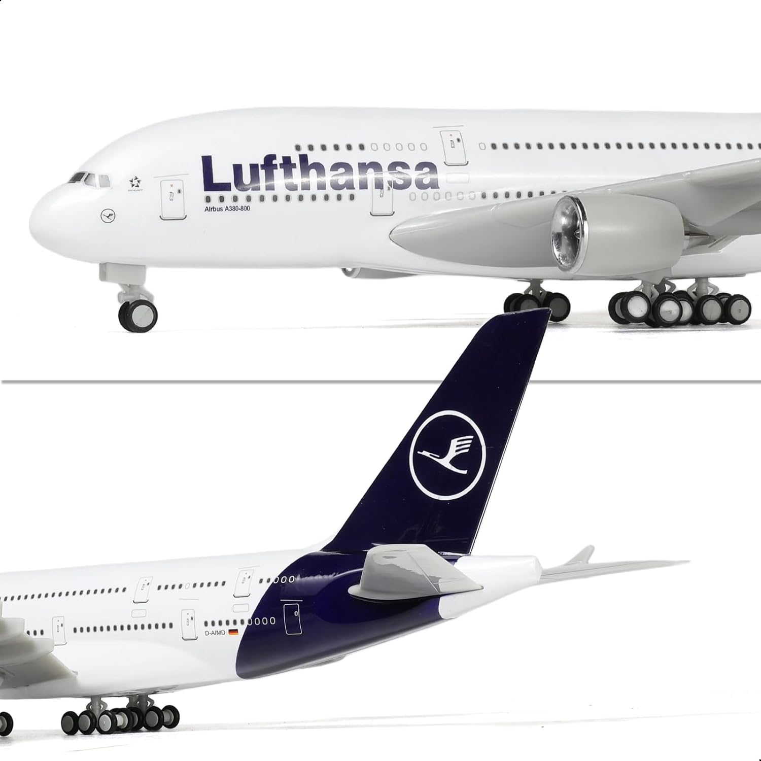 1/240 Compatible for Lufthansa A380 Airplane Model Kits (30cm L) for Airbus A380 Resin Plane Model with Display Stand for Adult Aviation Gift or Display Decoration