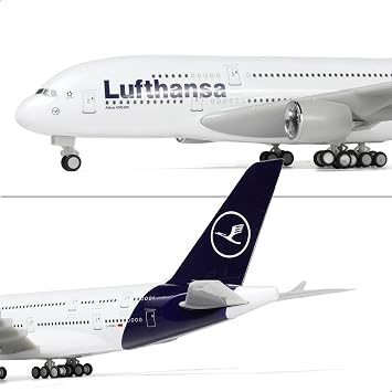 1/240 Germany A380 Model Plane for Lufthansa for Airbus A380 Model Airplane with Stand (12 in-L) Pre-built Model kit for Adult -Aviation Creative Gifts, Tabletop Collection Display