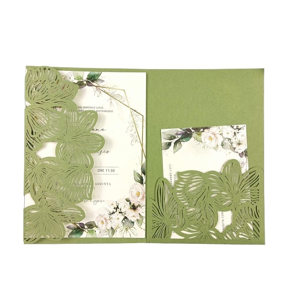 Zaproszenia ślubne, Wedding InvitationsTri-Fold Pocket Cards Kit Pack of 50 Multicolor(Sage green2,Blank set)