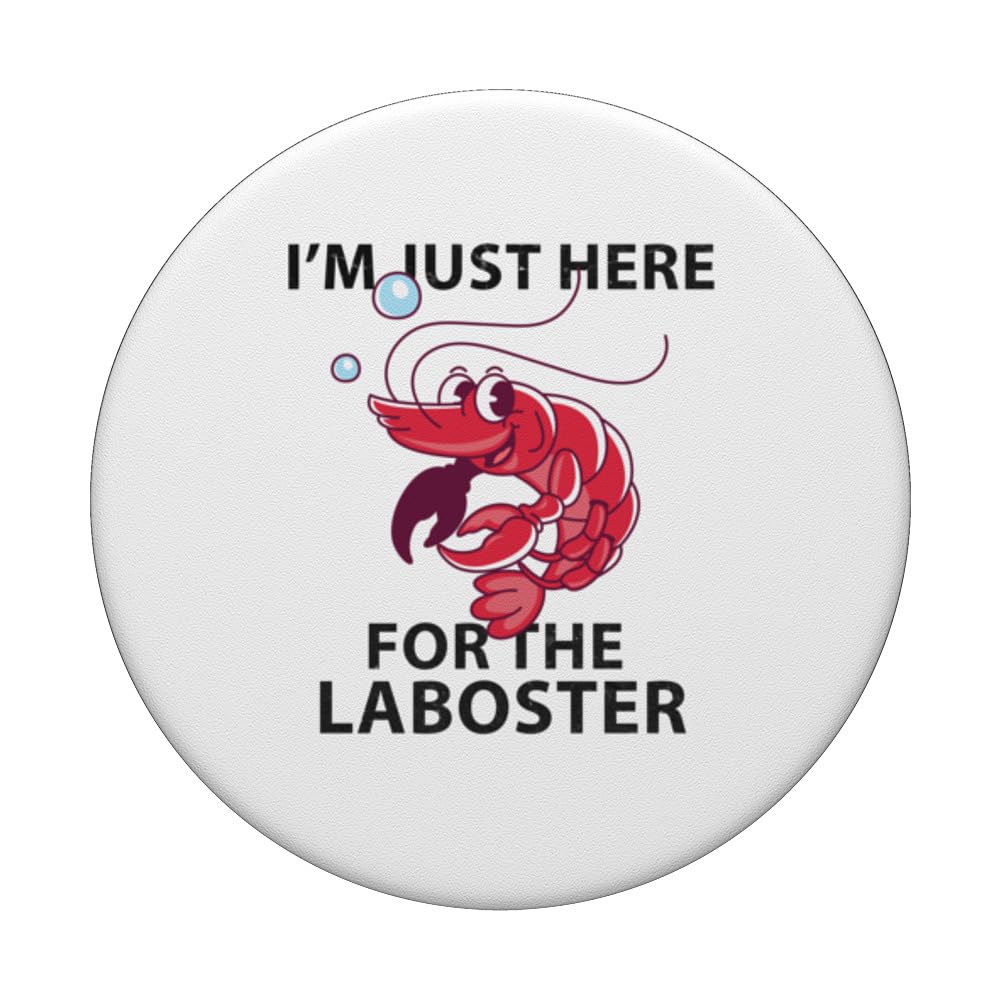 I'm Just Here For The Lobster Funny Lobster Eating Seafood PopSockets Swappable PopGrip, Black - Image 3