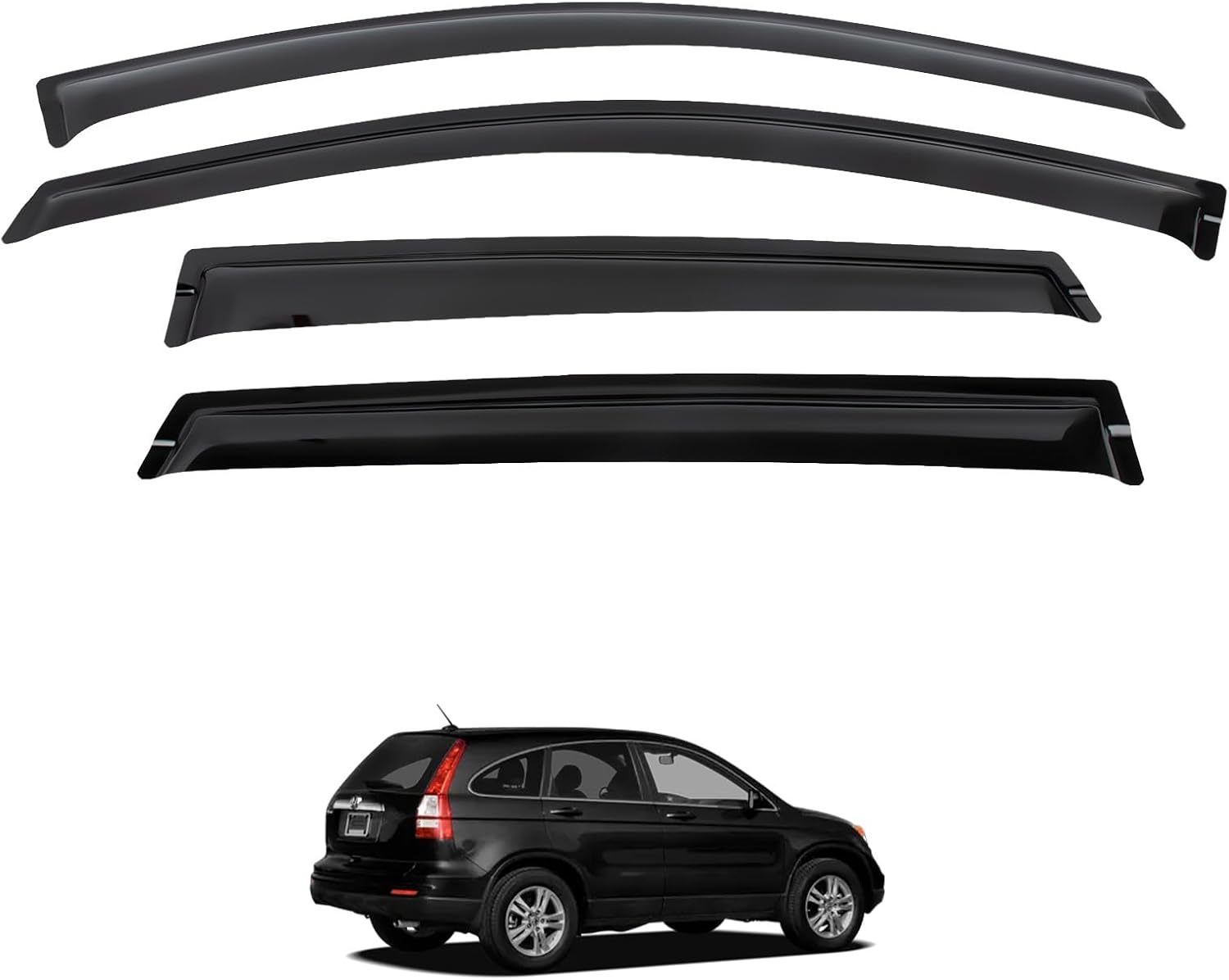 Window Visor Tape-On Compatible with CR-V 2007-2011 Sun Rain Guard Deflector Smoke Tinted Slim Style Air Deflector for CR-V 2008 2009 2010 Fit for 2007-2011 CR-V