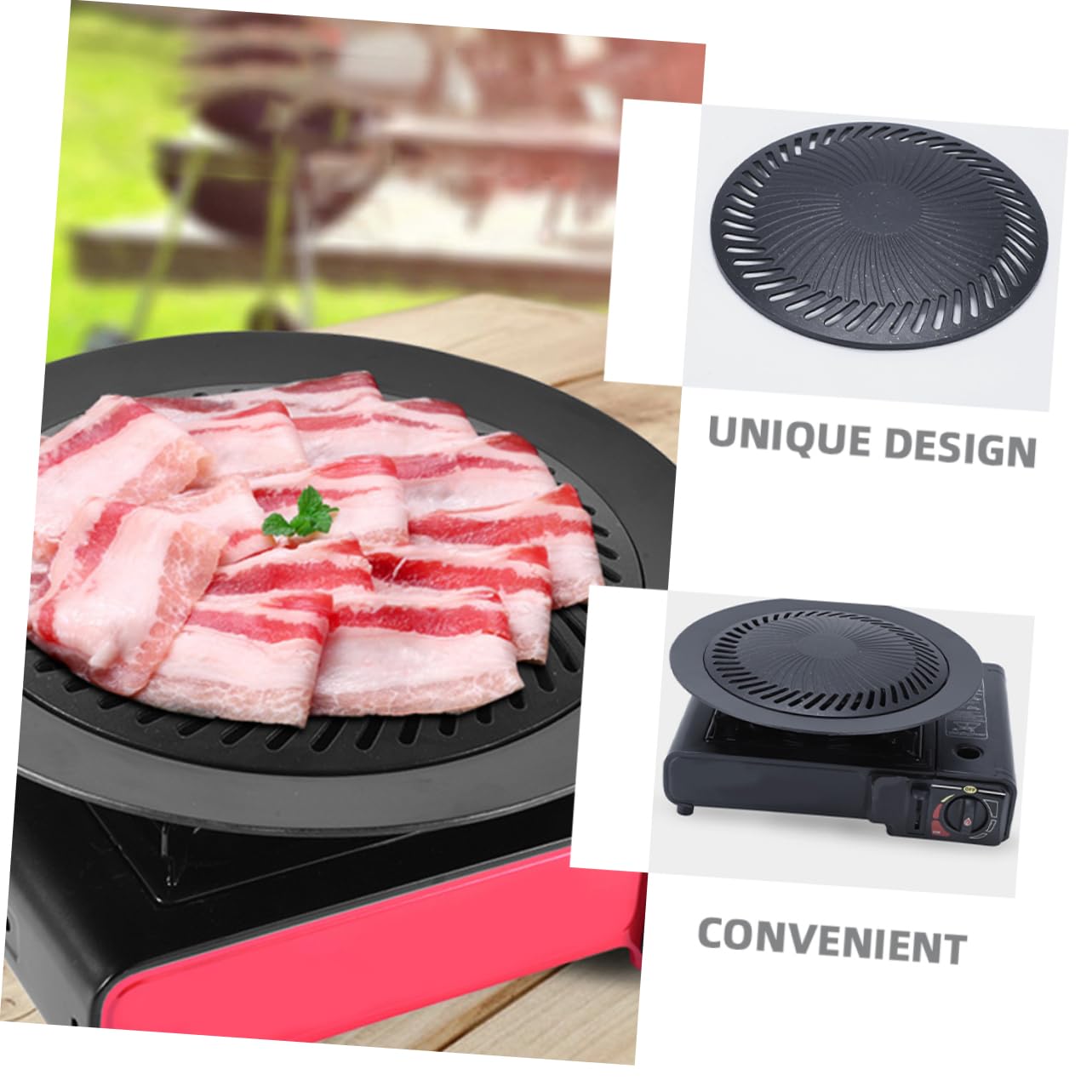 ifundom Bbq Grill Pan Round Aluminum Cooking Tray for Outdoor Barbecue Camping Grilling Non Slip Slot Design Compact Versatile Grilling for Delicious Food Enjoyment