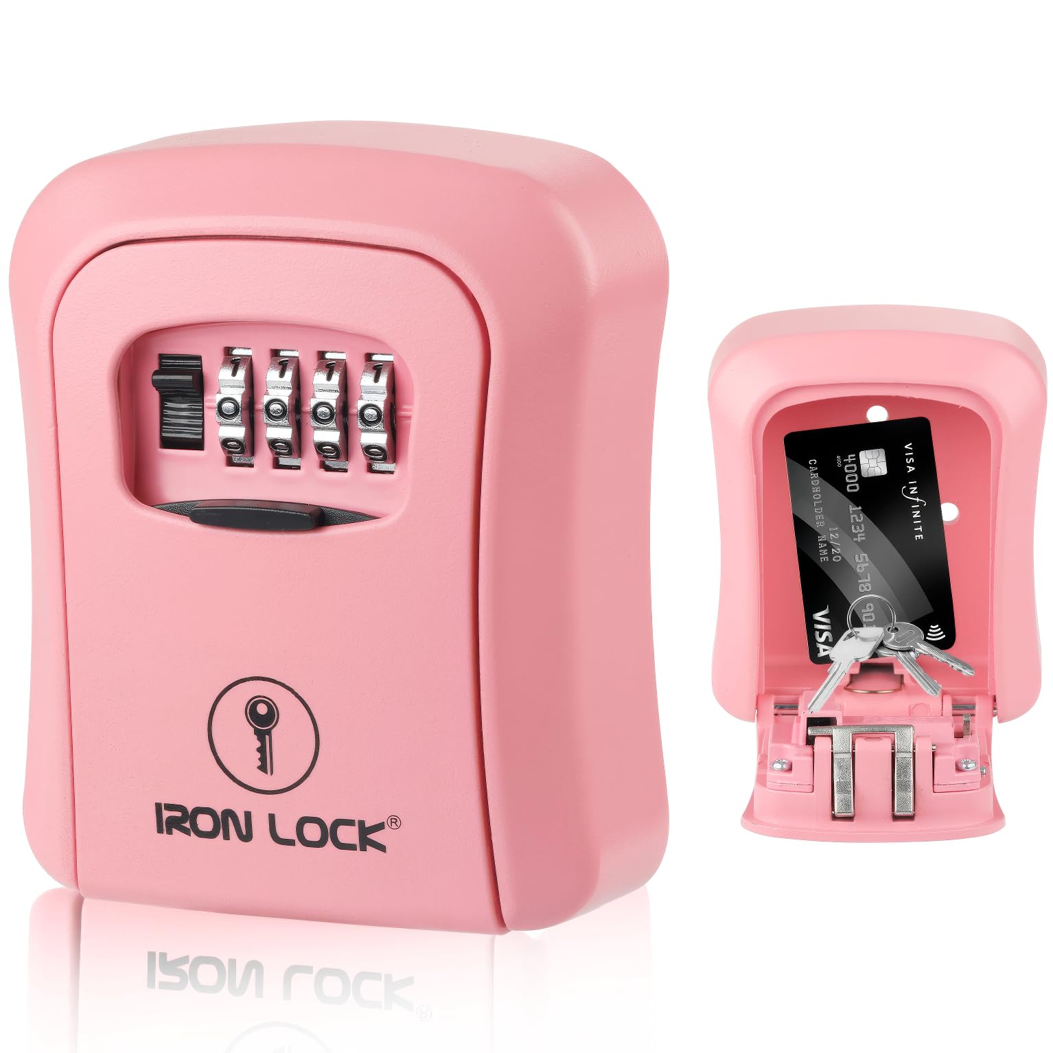 Iron Lock® Medium Wall Mount Combination Key Lock Box, Outdoor (Pink)