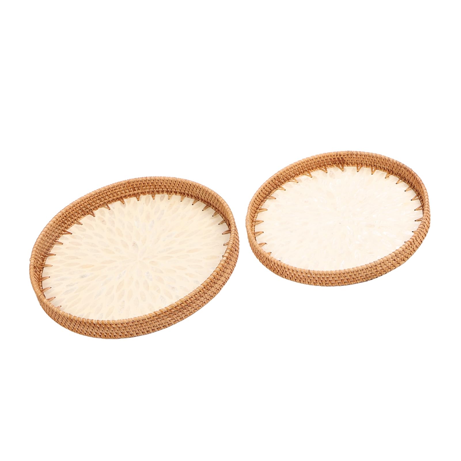Bandeja de Ratán Hecha a Mano, Bandeja de Aperitivos Tejida de Estilo Artístico Tradicional para Alimentos y Frutas con Gran Capacidad, Diseño Elegante y Decoración única (Blanco)